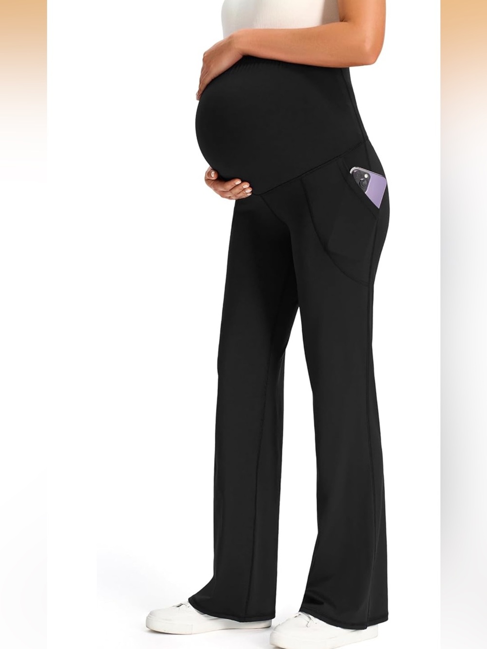JOYSPELS Maternity Flare Leggings Over The Belly w/ Pockets  Soft, Comfortable